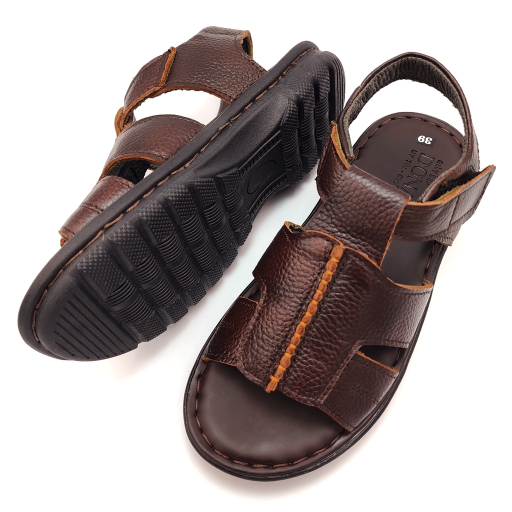 Giày Sandal Nam Da Thật , Hàng May Đế Chắc Chắn, Dép Quai Hậu Đế Chống Trơn Trượt Cao 03cm D.SANDAL