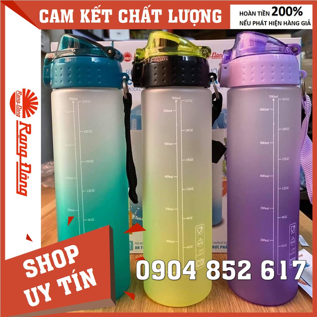 Bình nước học sinh cầm tay 500ml 700ml Rạng Đông, nhựa PC/PP an toàn, độ bền cao