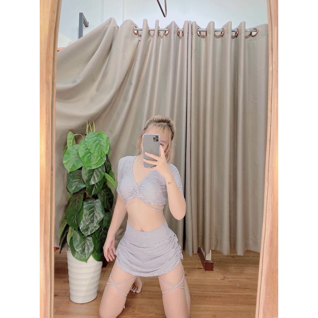 Bikini, Đồ Bơi Đi Biển Hai Mảnh Áo Rút Ngực Quần Rút Dây Hai Bên Hông Dễ Thương ODERI5900 | BigBuy360 - bigbuy360.vn