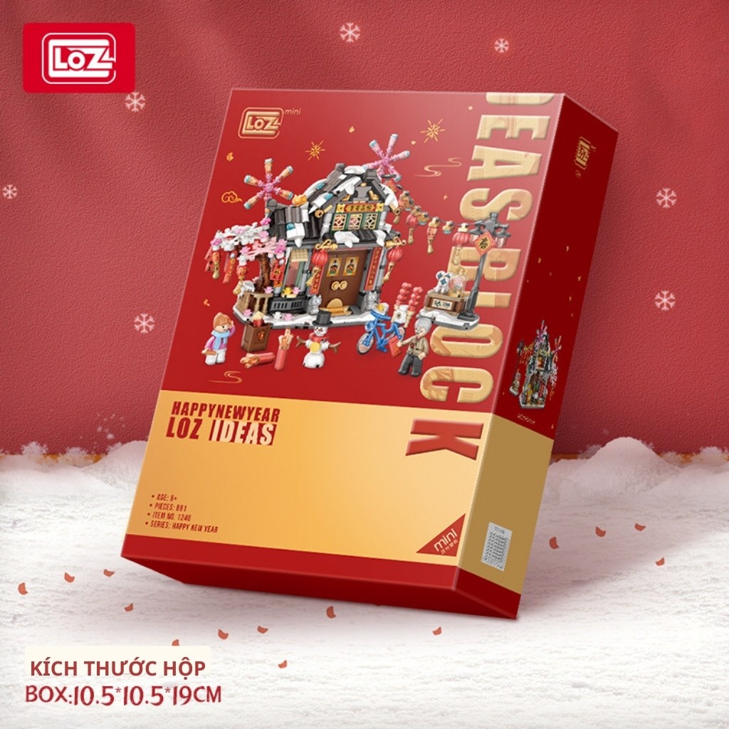 Bộ đồ chơi lắp ráp Ngôi nhà Tết Nguyên Đán, đồ chơi xếp hình thông minh cho bé trai bé gái trang trí