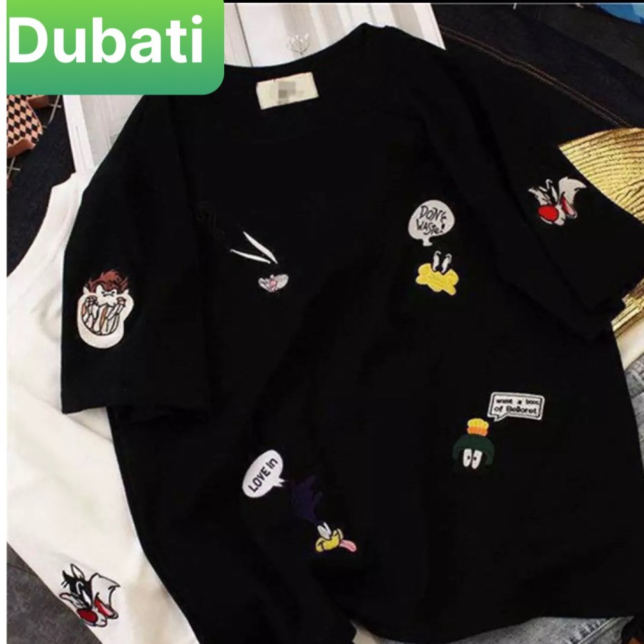 ÁO THUN NAM NỮ STICKER PATCH NHẬT BẢN FROM RỘNG TAY LỠ CHẤT VẢI MỀM MỊN- DUBATI FASHON