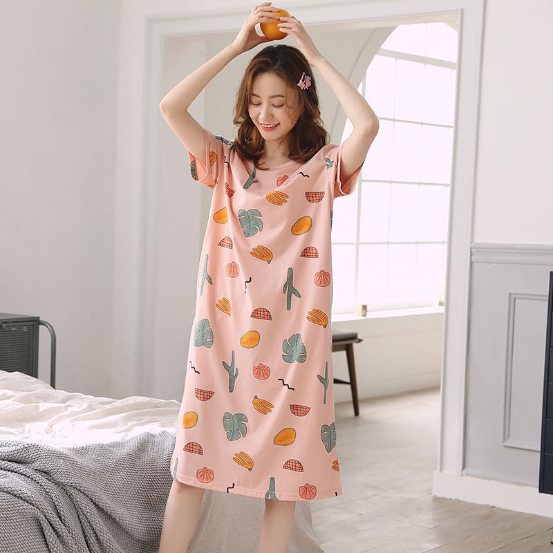 Váy Ngủ Nữ Bộ Đồ Mùa Hè Mặc Ở Nhà Dáng Suông Dài Côc Tay Mềm Mát Mỏng Dáng Hàn Quốc xinh VN09 | BigBuy360 - bigbuy360.vn