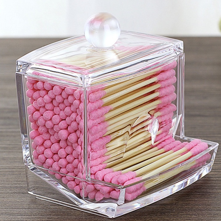 Hộp đựng bông tây trang XIAODUOJIAJU bằng acrylic trong suốt tiện dụng
