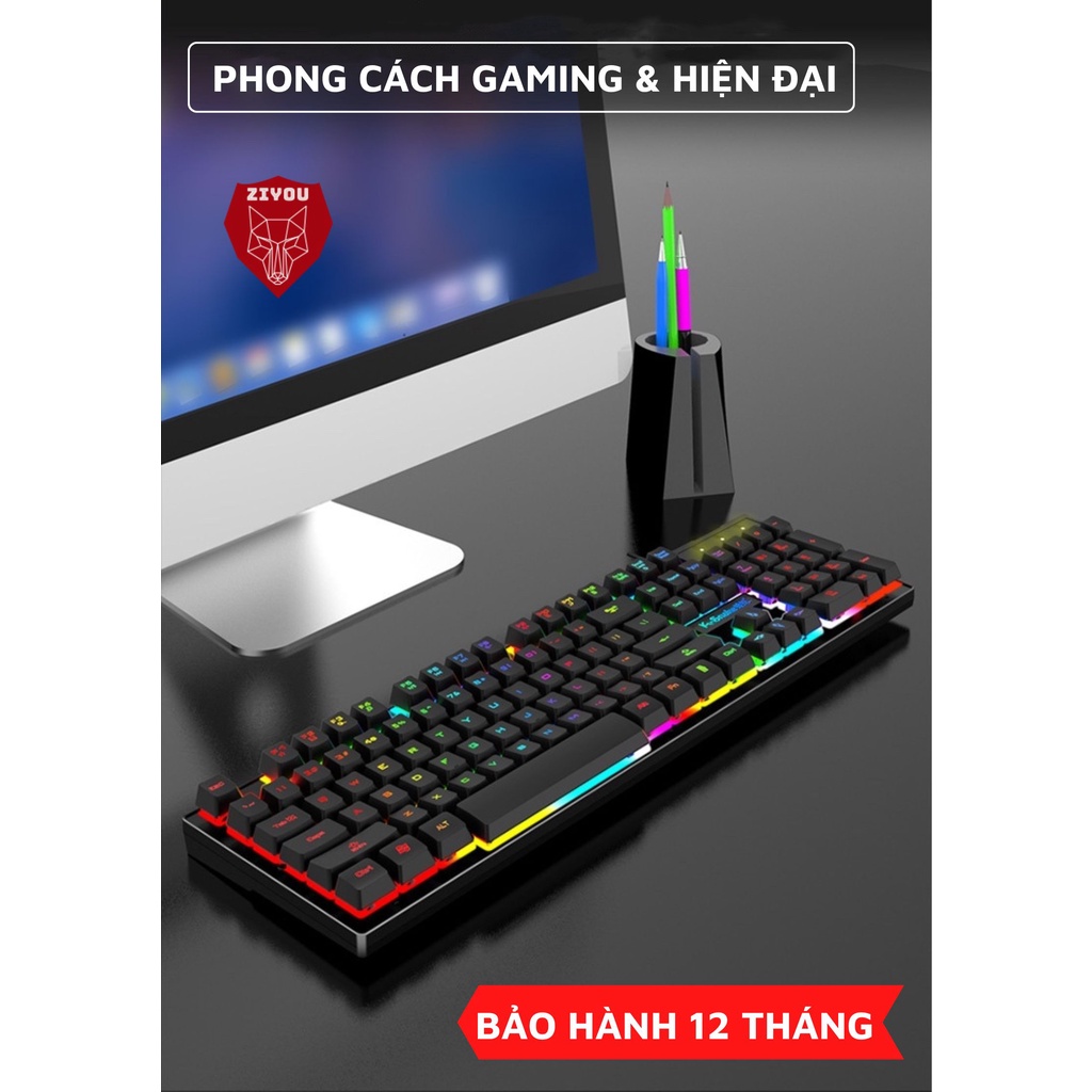 Bàn Phím Máy Tính Game Ziyou K-Snake4 LED 7 Màu Ấn Tượng Dùng Văn Phòng, Chơi Game - Cho Máy Tính, Laptop