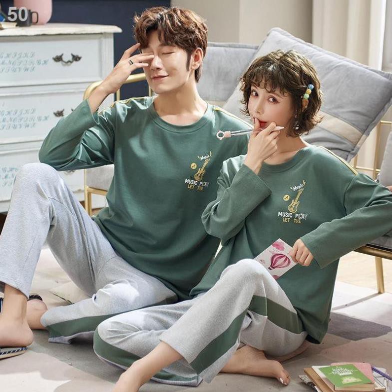 Couple pyjama mùa xuân và thu dài tay cotton nam nữ hè kimono mỏng phù hợp với sinh viênB  ཾ ❕