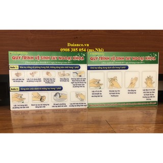 Bảng mica hướng dẫn quy trình vệ sinh tay ngoại khoa kích thước 30x40cm - hình thật