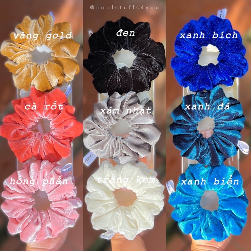Buộc Tóc Scrunchies Nhung Vải Dày Mịn Size Thường
