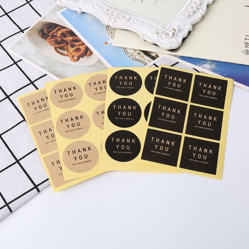 Bộ 60 miếng dán hình tròn in chữ Thank You