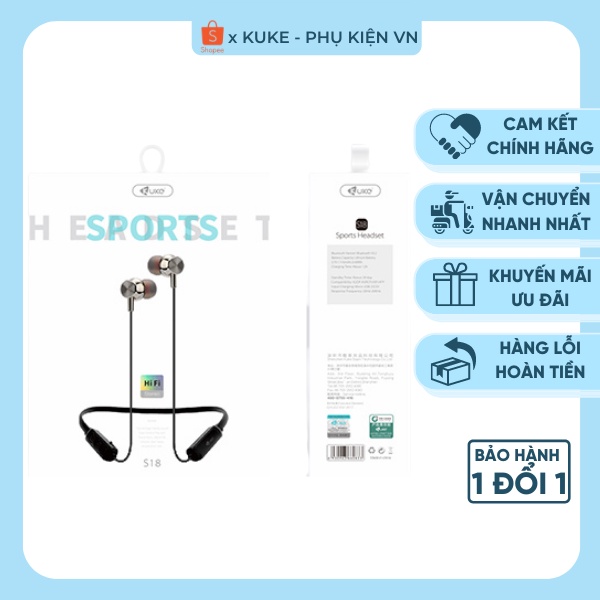 Tai Nghe Có Dây Kết Nối Bluetooth V5.2 Chính Hãng Thiết Kế Tinh Tế - Kuke S18
