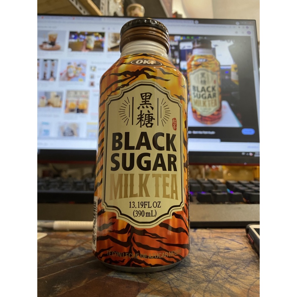 Trà Sữa Đường Đen (Black Sugar Milk Tea) Hàn Quốc OKF Chai Nhôm 390ml