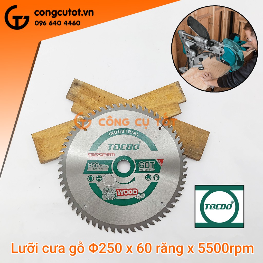 Lưỡi cưa gỗ TOCDO Φ250 x 60 răng x 5500 rpm