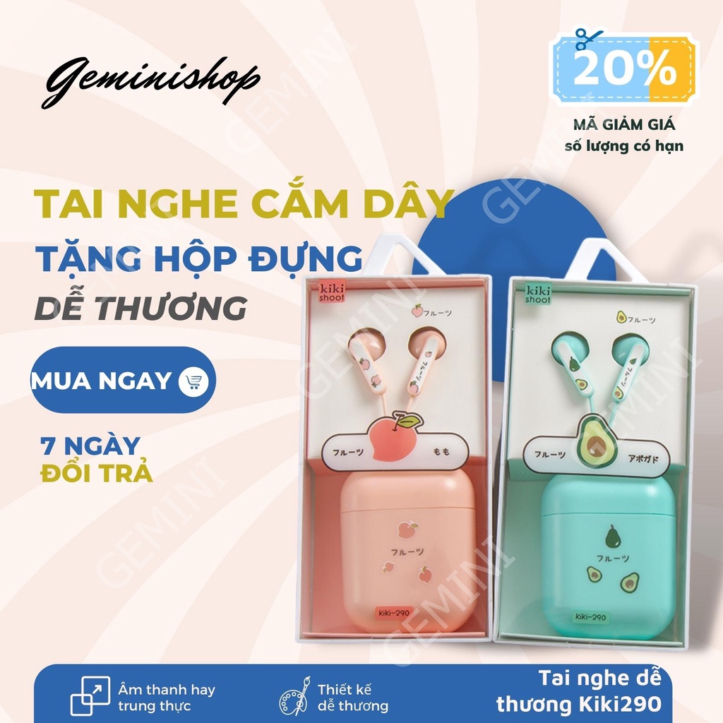 Tai Nghe 3.5mm tặng hộp đựng dễ thương Kiki 290
