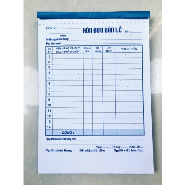 Hóa đơn bán lẻ 1 liên 13x19