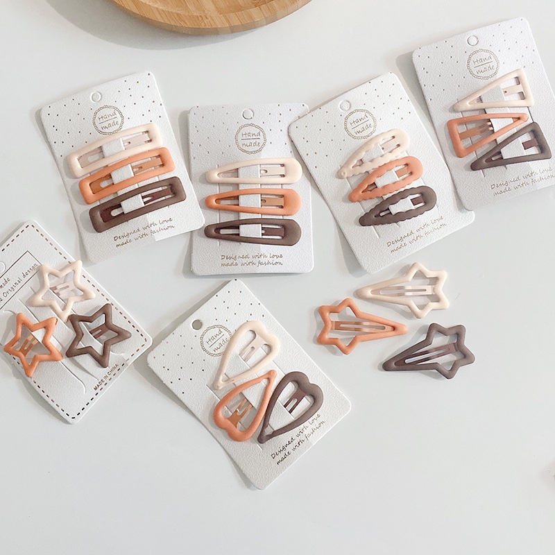 Set 3 Kẹp Tóc Kim Loại Kiểu Dáng Hình Học Đơn Giản Cho Bé Gái