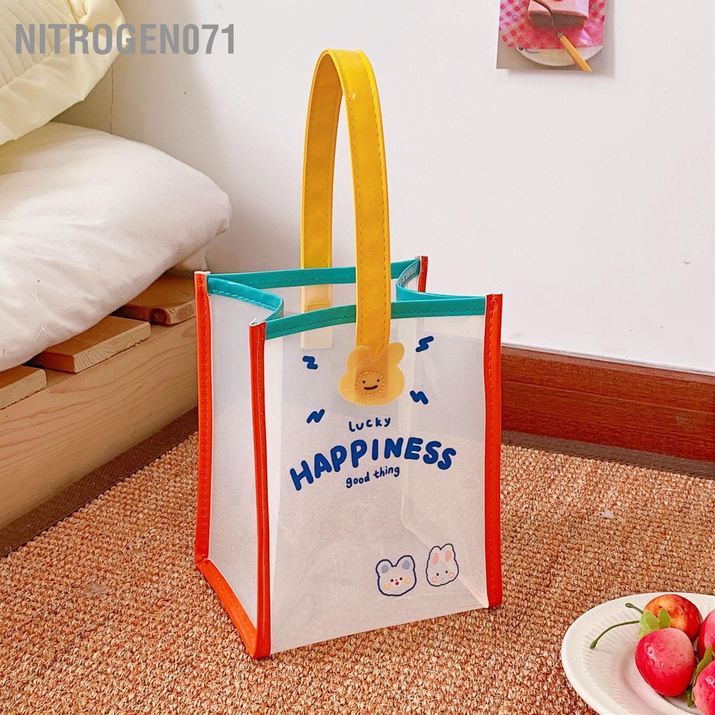 Nitrogen071 Túi xách trong suốt Phim hoạt hình dễ thương Hình chú thỏ đeo trên bãi biển để đi du lịch Mua sắm tại nhà