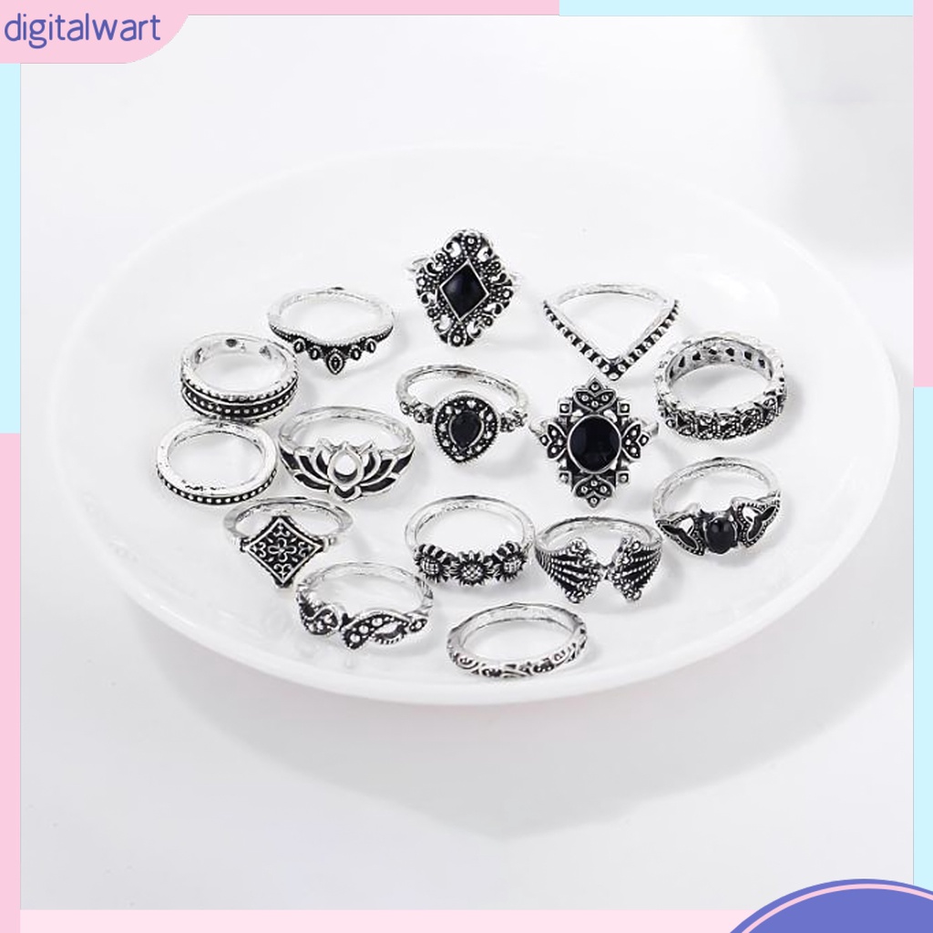 Set 15 nhẫn đeo ngón tay phong cách thời trang dành cho nữ