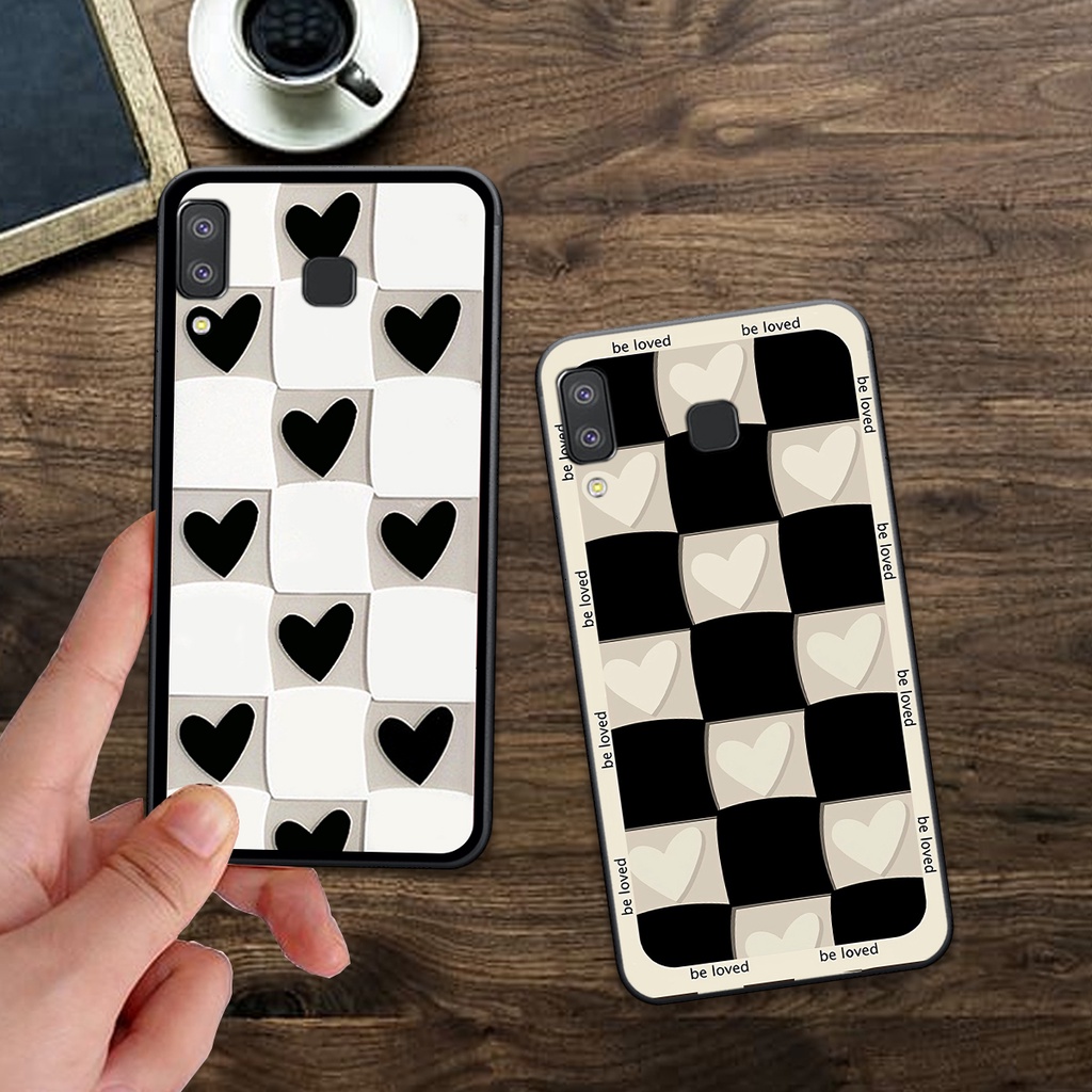 Ốp Samsung A8 star / A9 star in hình trái tim caro đen trắng , hồng cute xinh xắn dễ thương