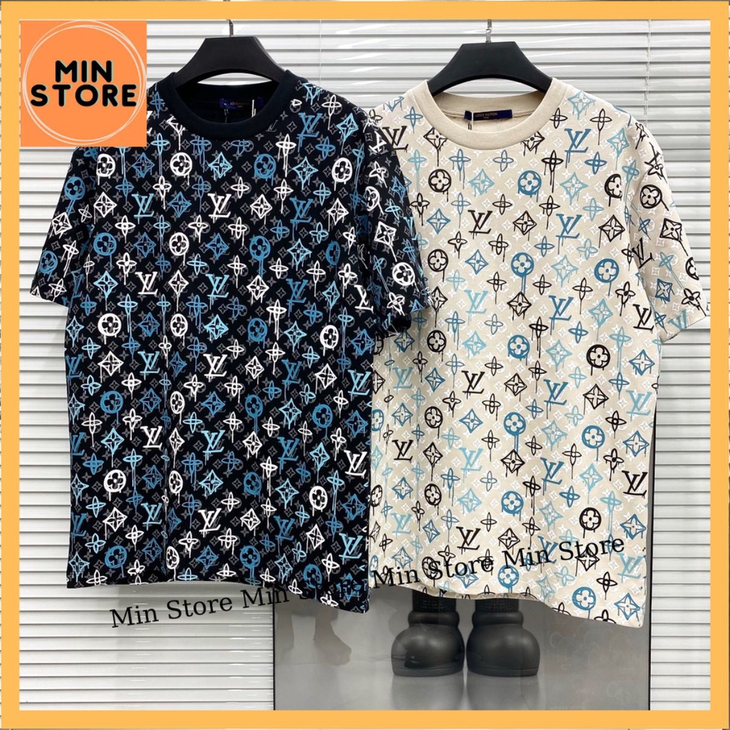 Áo Phông Nam L.V Họa Tiết In Cao Cấp - Áo Thun L.V Chất Cotton Mát Mịn [ Min Store]
