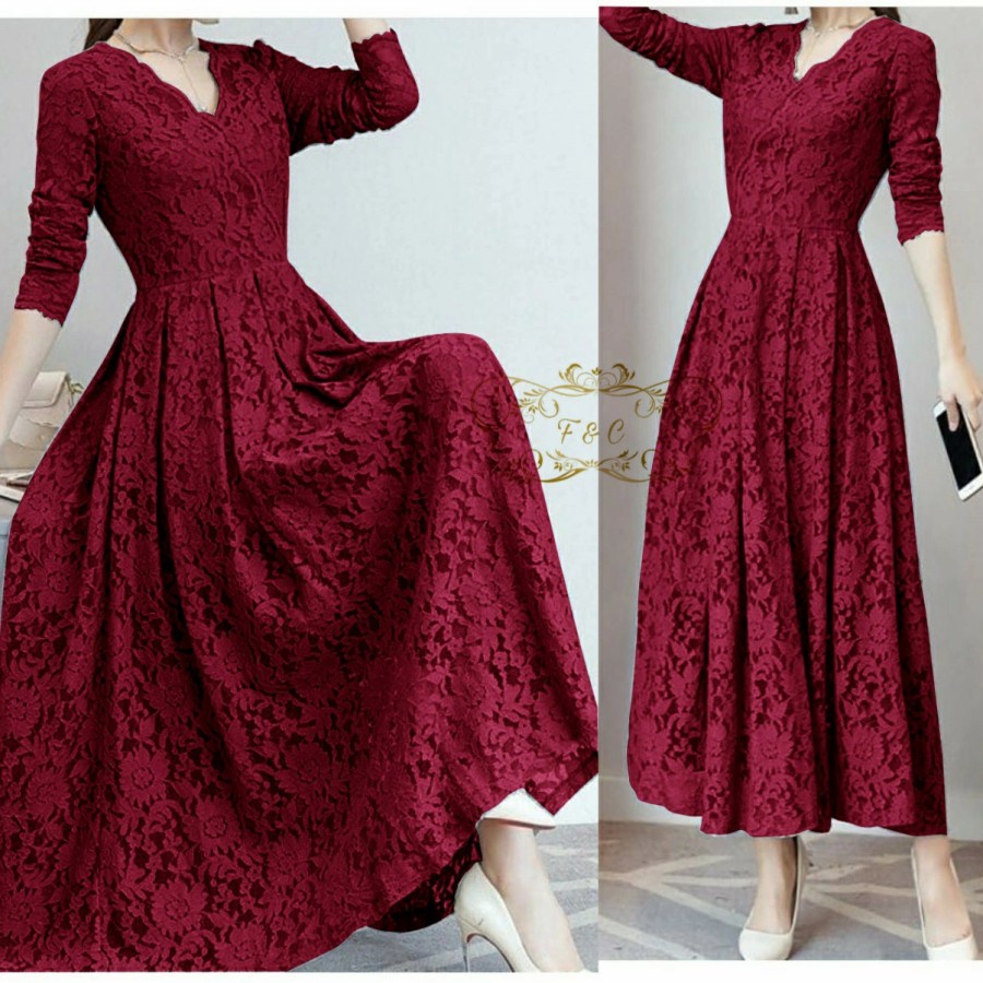 Đầm Giáng Sinh Gamis Vải Thổ Cẩm Thiết Kế Hiện Đại Cho Nữ 2021