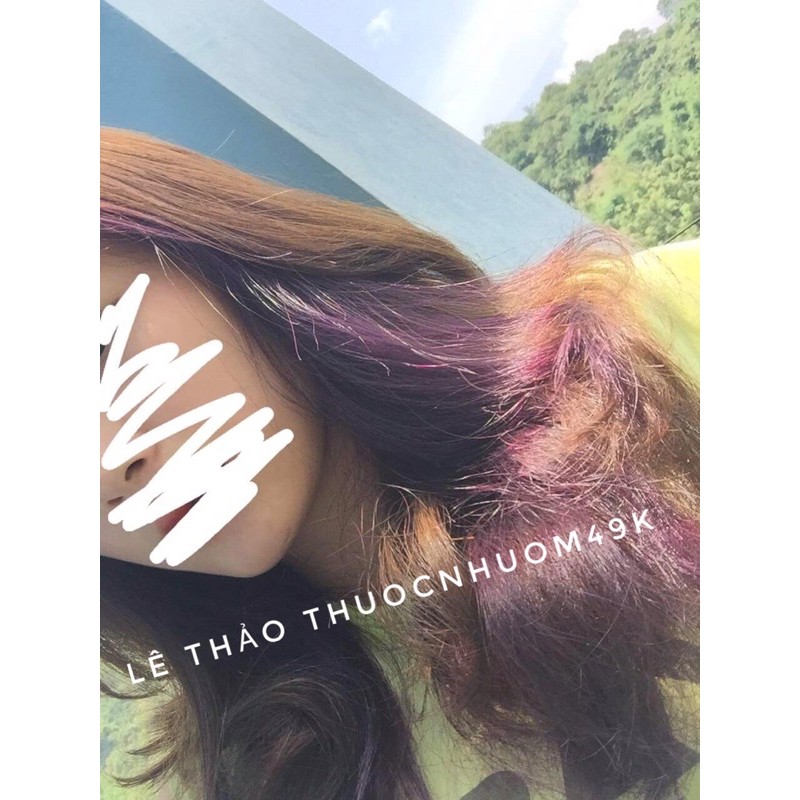 Thuốc nhuộm tím khói tặng oxi trợ nhuộm và gang tay