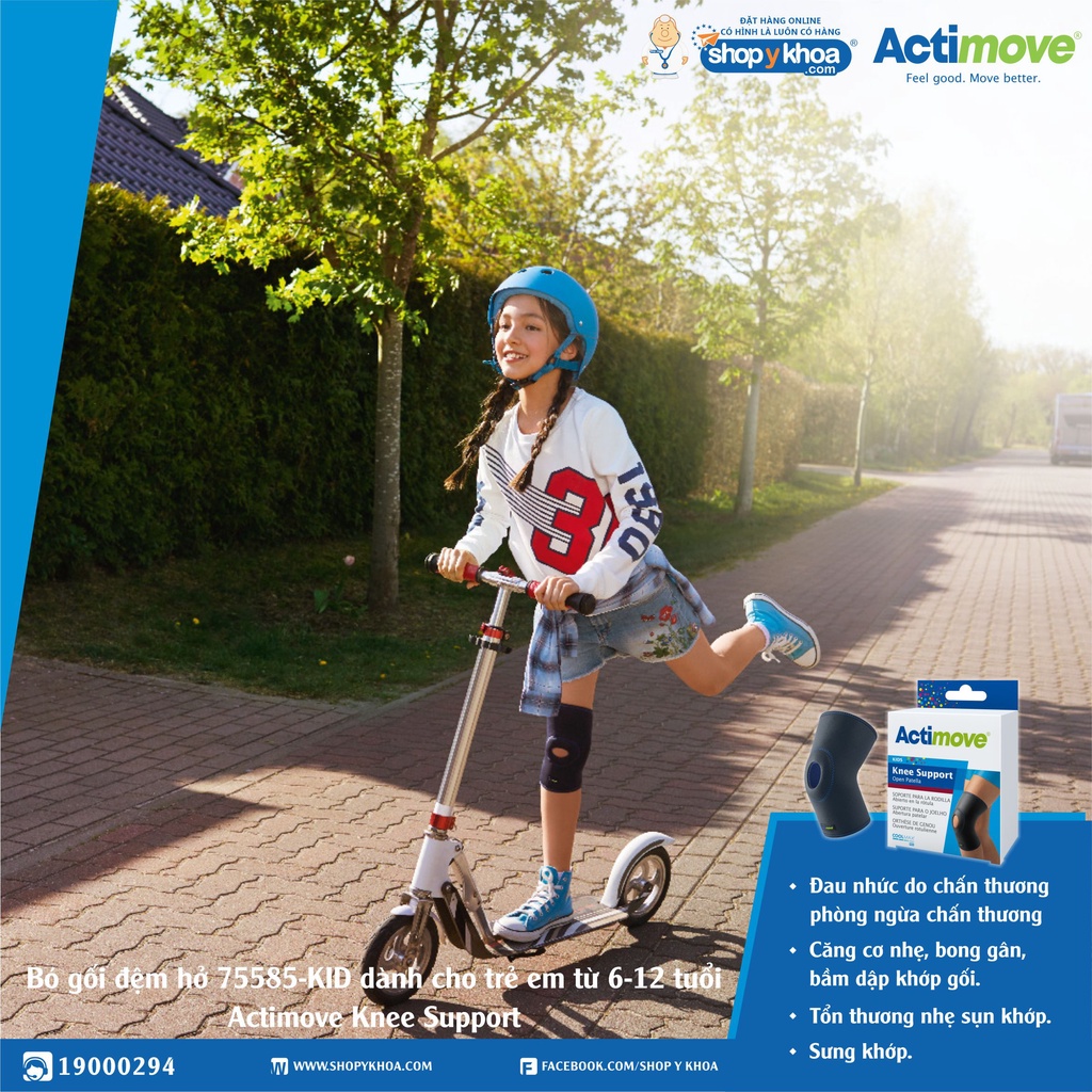 Bó gối đệm hở 75585-KID dành cho trẻ em từ 6-12 tuổi Actimove Knee Support