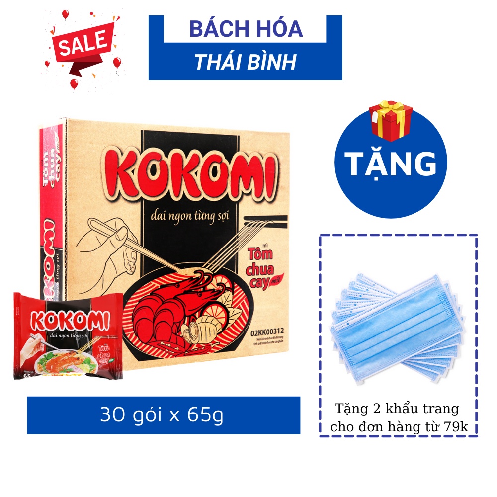 Thùng 30 Gói 65g Mì Tôm Chua Cay Kokomi