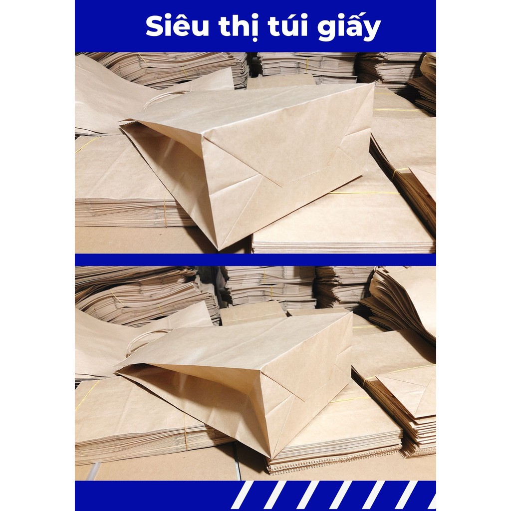 COMBO 10 CHIẾC TÚI GIẤY KRAFT XI MĂNG S2: 19.5x10x33 cm CÓ QUAI ( ẢNH THẬT SHOP TỰ CHỤP)