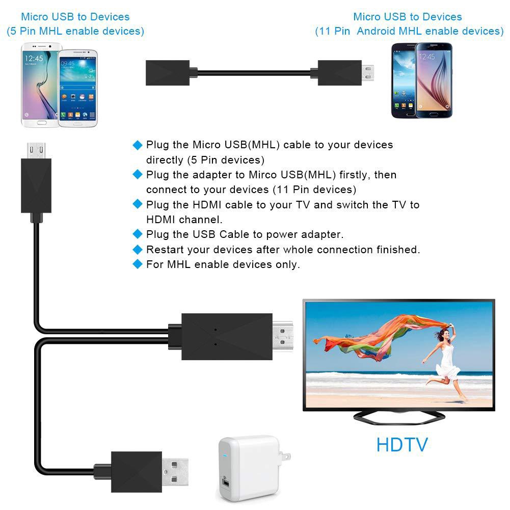 Cáp Chuyển Đổi 5pin 11pin Mhl Micro Usb Sang Hdmi 1080p Hd Tv Android