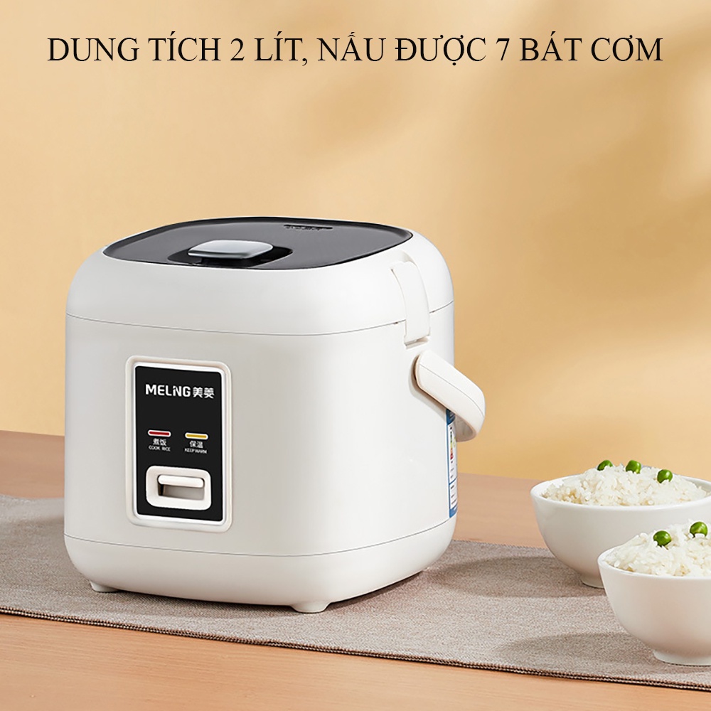 Nồi cơm điện đa năng MeLing, nồi cơm mini 2L dùng nấu cơm, nấu cháo, nấu súp, hầm và hấp đồ ăn. Bảo hành 2 năm.