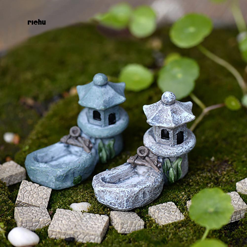 Đồ trang trí Tòa Tháp Và Hồ Bơi Mini Bằng Nhựa Resin Dùng Để Trang Trí Tiểu C