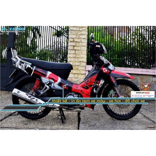 Tem trùm Sirius samurai đỏ đen rc, độ team decal xe máy si spark rẻ đẹp