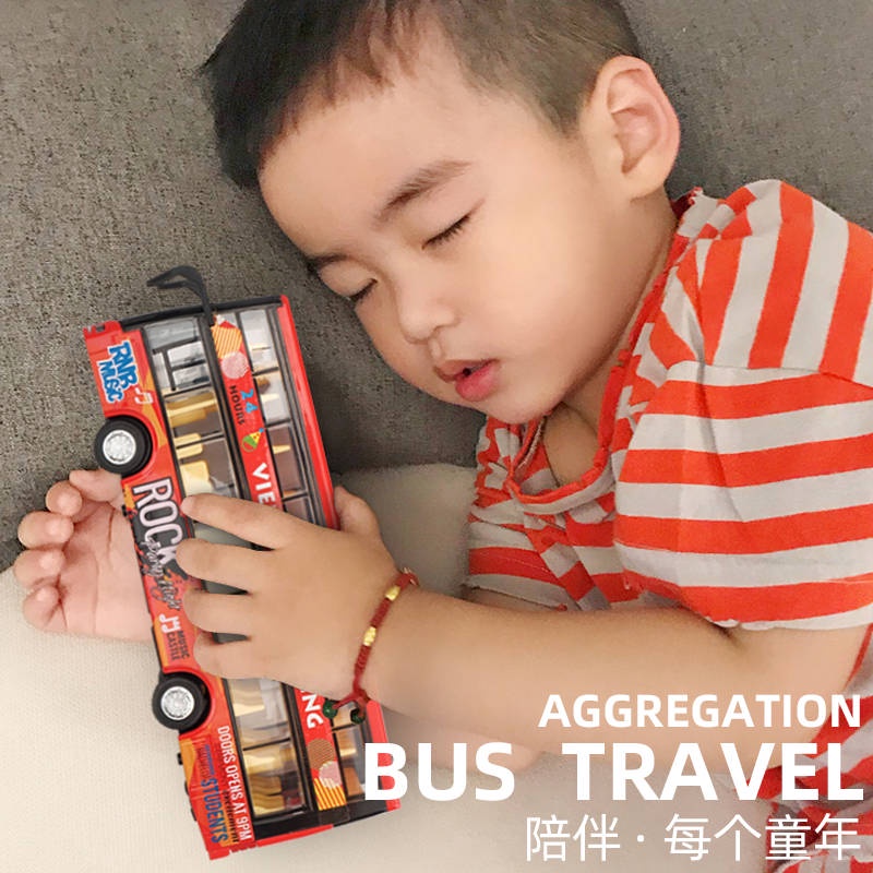 Xe hơi đồ chơi cho bé Mô hình xe buýt hai tầng cỡ lớn bằng hợp kim dành cho bé trai