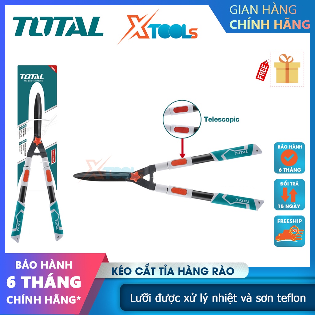 Kéo cắt tỉa cây TOTAL THTS1516306 có thể điều chỉnh kích thước từ 710mm - 860mm, chất liệu thép cacbon-CHÍNH HÃNG-XTOOLS