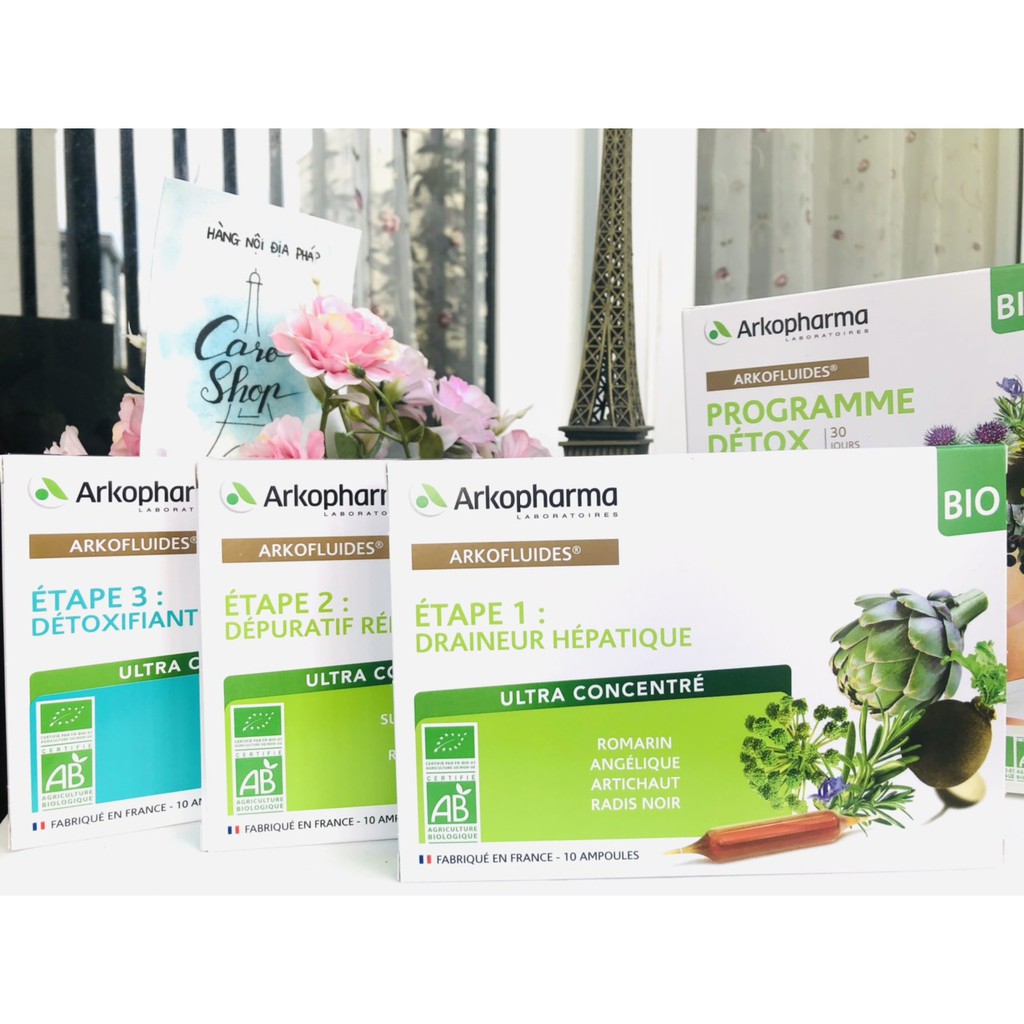 Detox thải độc Gan - Thận - Da Arkopharma Arkofluides Programme Detox 30 ống - nội địa Pháp