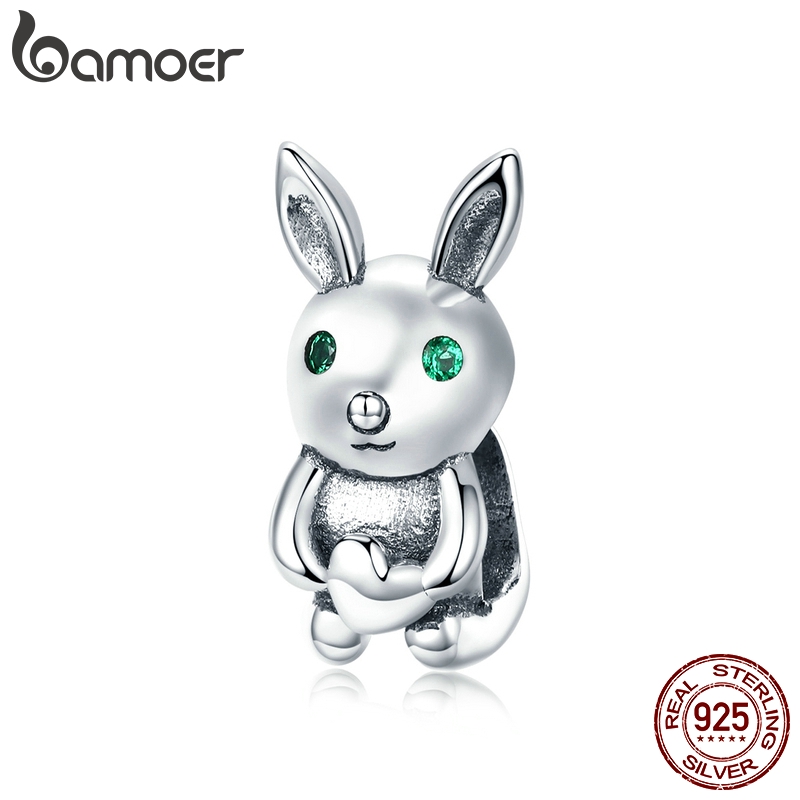 Hạt Trang Sức Bamoer BSC169 bạc 925 Hình Thỏ Dễ Thương Dùng Làm Vòng Đeo Tay