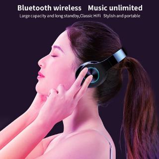 [✅COD]  LED Colorful Breathing Lights Portable Folding Wireless Bluetooth Headphones With MIC
