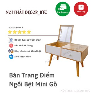 Bàn trang điểm mini ngồi bệt kèm gương hàng cao cấp, có ngăn kéo, chia nhiều ngăn l Bàn trang điểm thiết kế nhỏ gọn