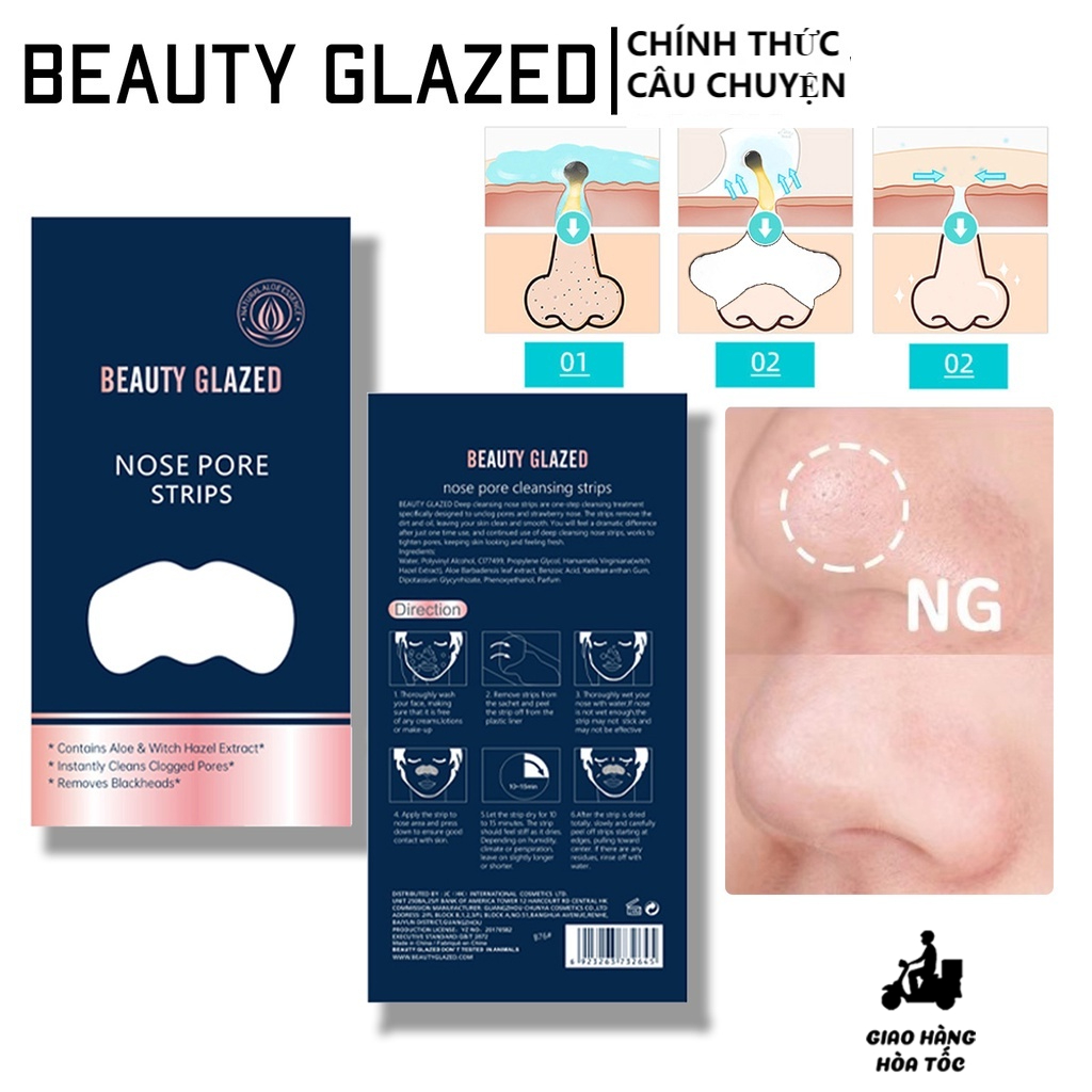 Beauty Glazed Dưỡng da 1 miếng lột mụn đầu đen miếng dán lột mụn / màng mũi làm sạch sâu