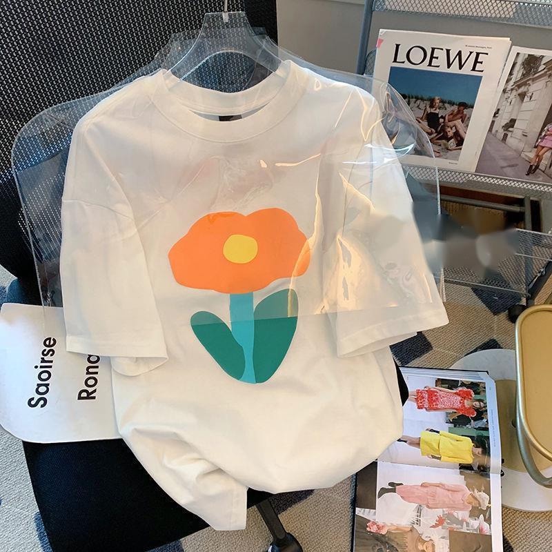 Áo Thun Tay Ngắn Cổ Tròn Dáng Rộng Phong Cách Hàn Quốc Thời Trang Cho Nữ