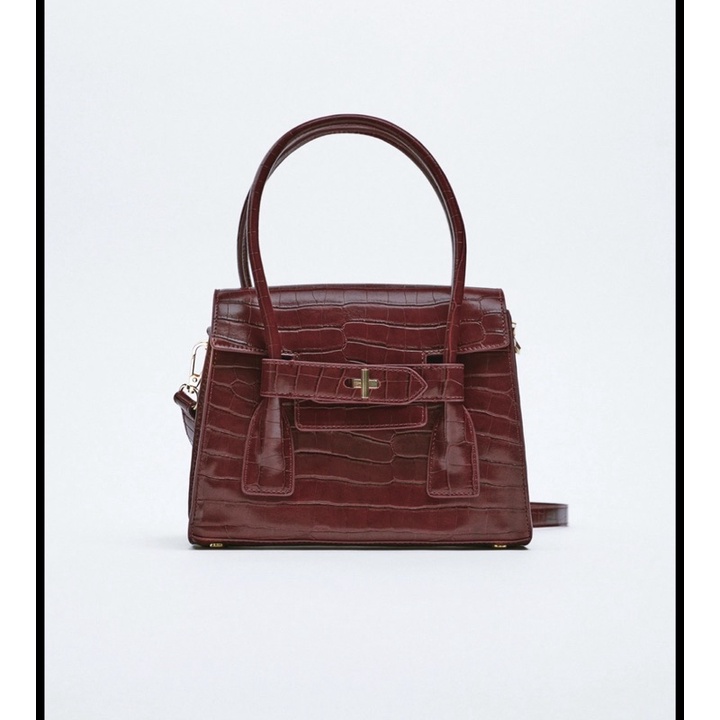 TNS - Túi xách Zai•Rai city bag da vân màu đỏ plum