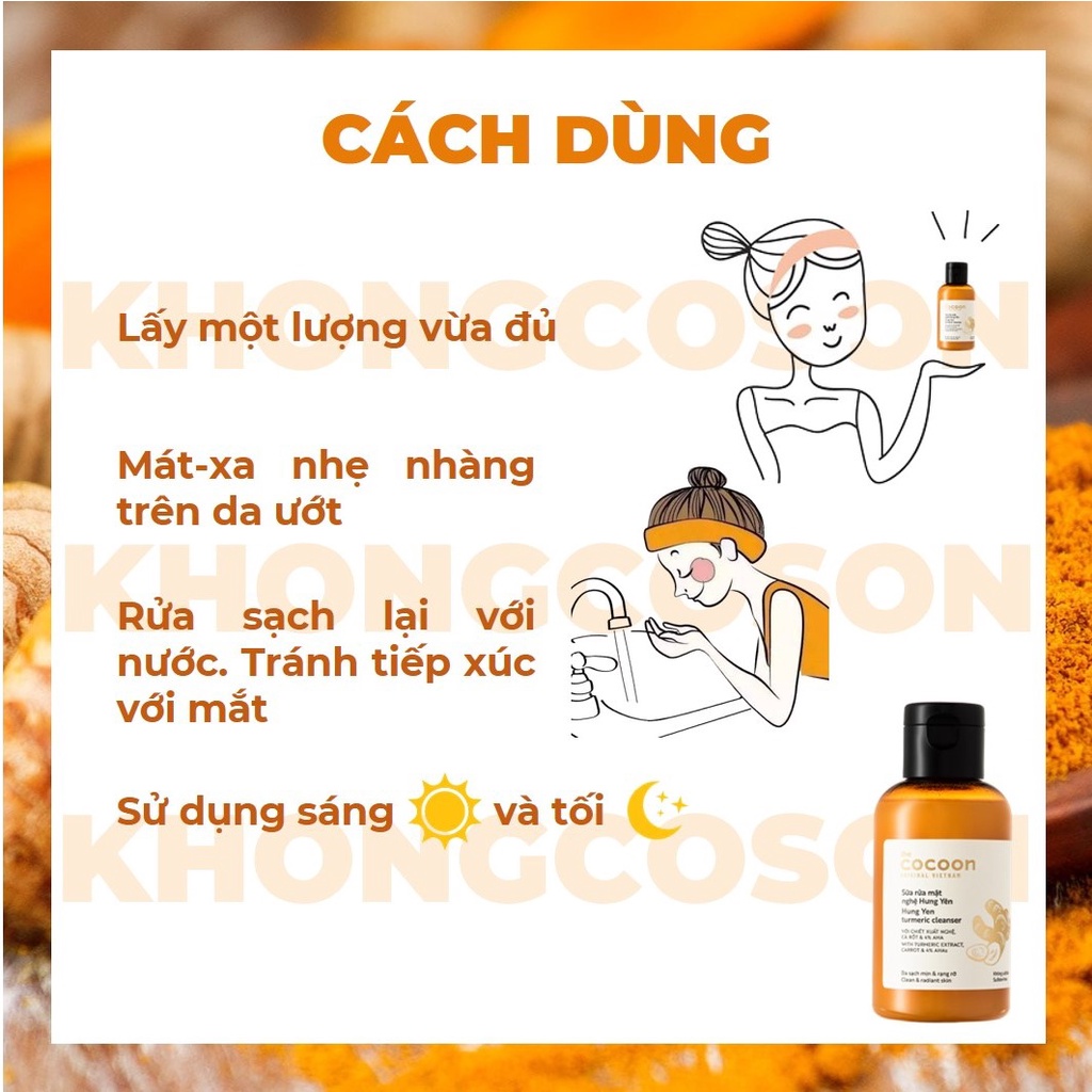 Sữa Rửa Mặt Nghệ Hưng Yên Cocoon Tẩy Tế Bào Chết 140ml - Khongcoson
