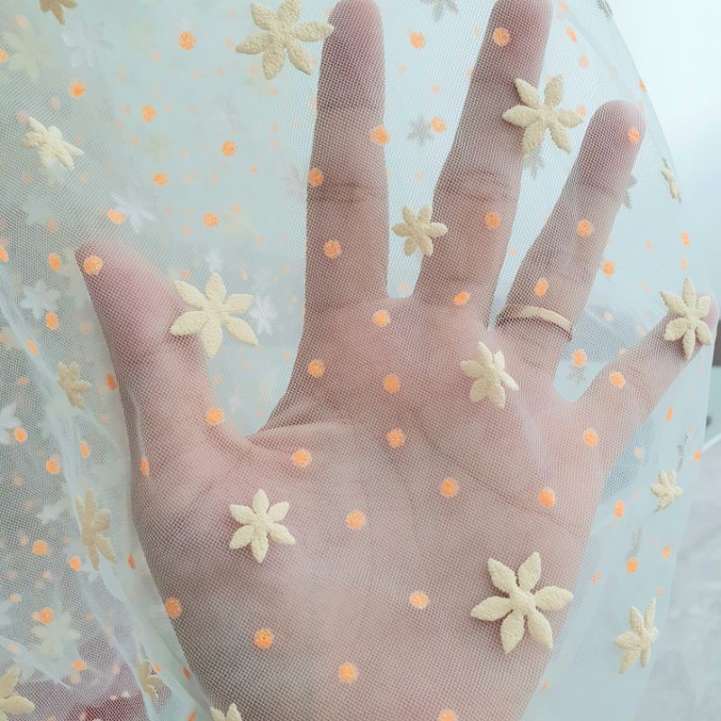 voan lưới hình họa tiết nhiều màu