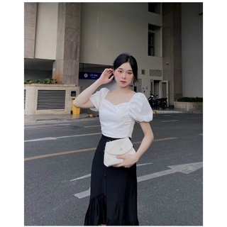 Set áo tay bồng + chân váy bèo