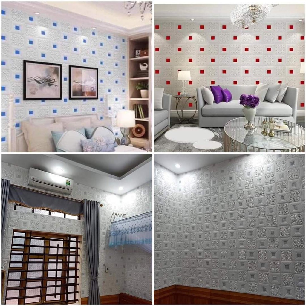 [LOẠI 1 DÀY 5MM] 🌈XỐP DÁN TƯỜNG HOA VĂN KIM TUYẾN LẤP LÁNH KHỔ 70X70CM- Dán tường, trần cực sang/ Chống nóng, chống thấm | BigBuy360 - bigbuy360.vn