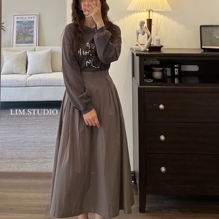 Chân váy basic khaki thô [ảnh thật shop chụp]
