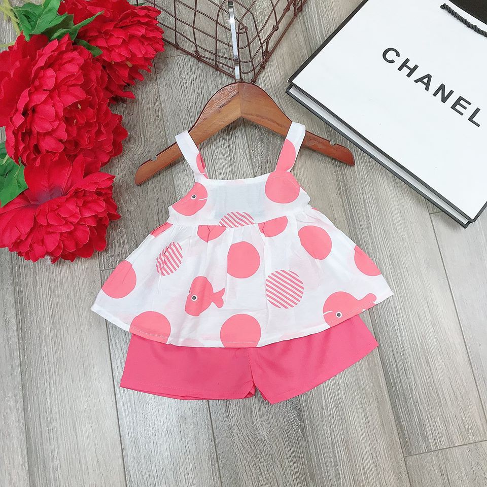Bộ boil đũi 2 dây  ngày hè cho bé gái - BBD2D