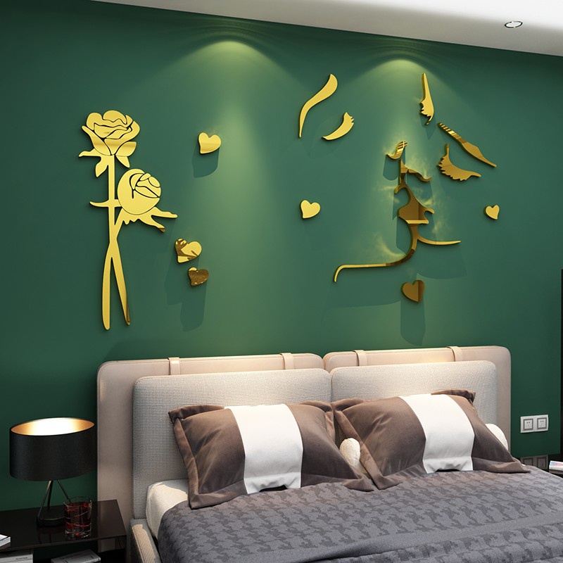 Tranh dán tường mica 3d decor khổ lớn cặp đôi trang trí phòng ngủ, nhà trọ 21 Kiểu Màu