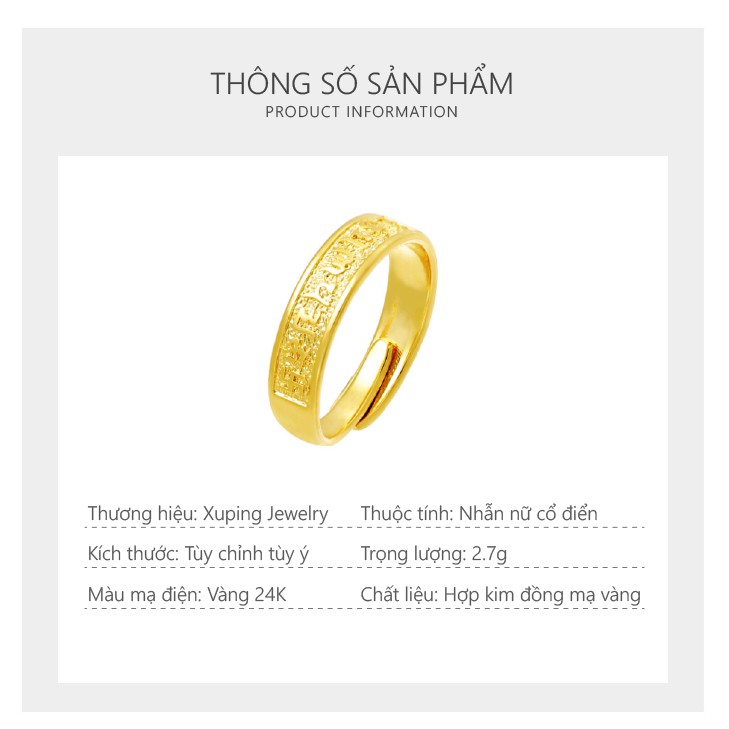 Nhẫn Nam/Nữ Mạ Vàng 24K, Thiết Kế Phong Cách Retro Nhật Bản - XPN39