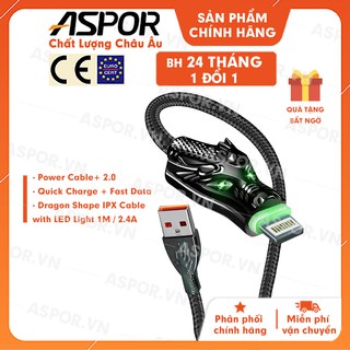 Cáp sạc aspor lightning sạc nhanh 2.4a dành cho iphone dài 1m - a196