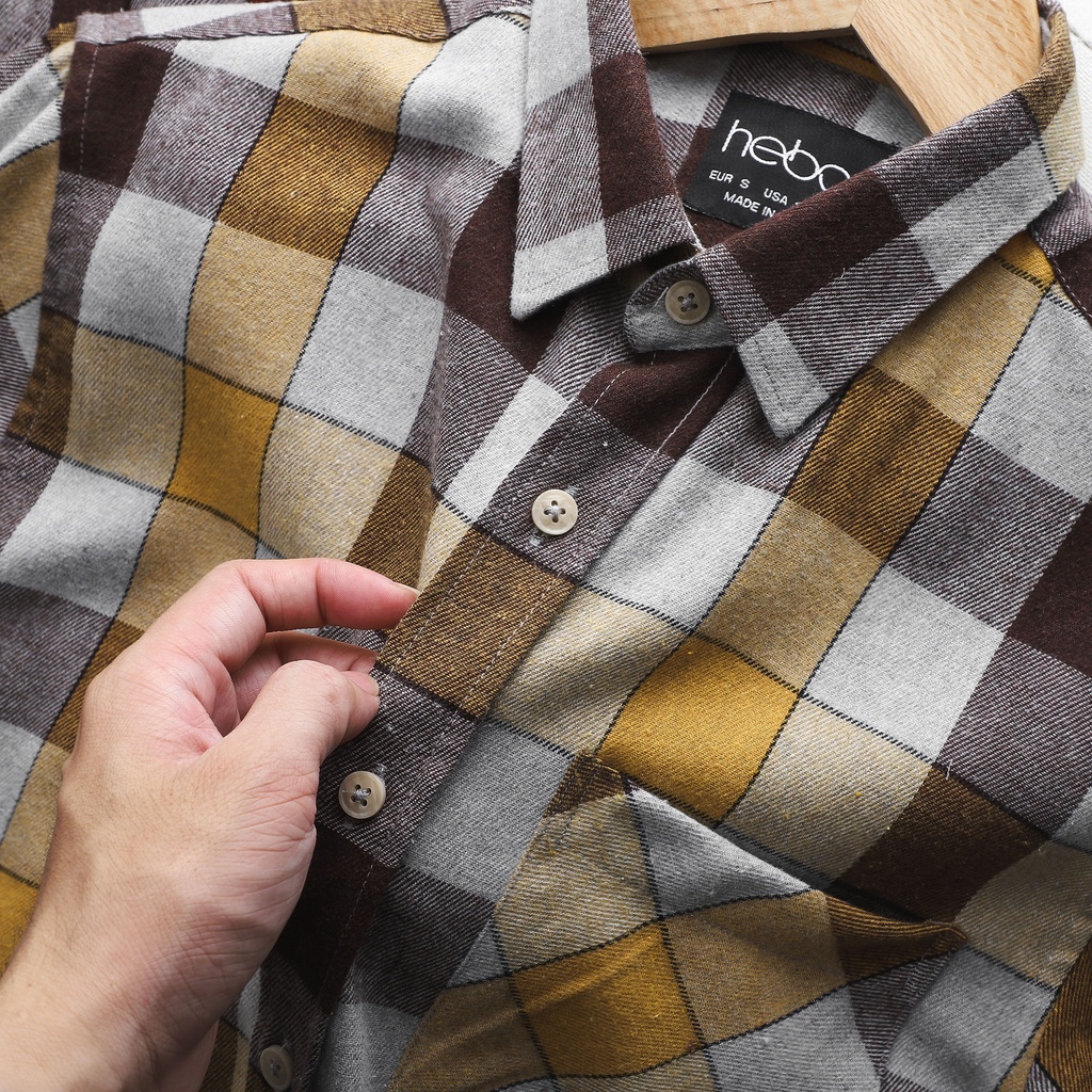 Áo sơ mi caro, flanel nam dài tay HEBOZ 1 túi 3 màu basic thời trang, chất dạ mỏng nhẹ và mềm, form slimfit - 00000826